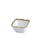 Bol à snack carré Golden Salerno blanc doré - 12,1x12,1x7cm
