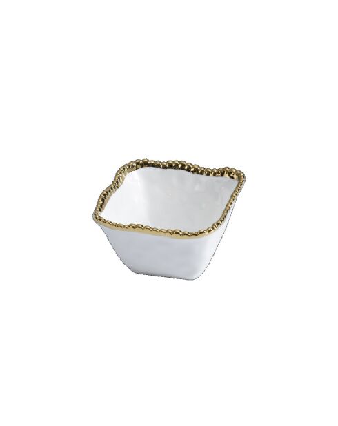 Bol à snack carré Golden Salerno blanc doré - 12,1x12,1x7cm