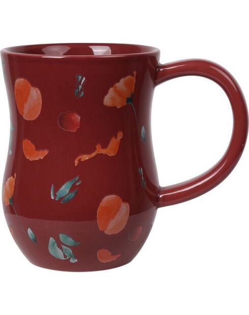 Grand mug Jardin Nordique rouge rubis brillant - 9x12,5x14 cm