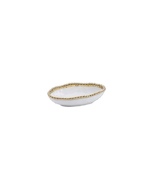 Bol à condiments allongé Golden Salerno blanc - 14x7,6x3,8cm