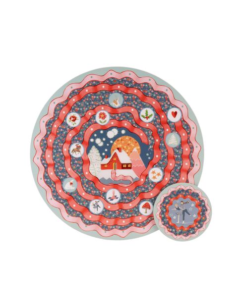 Coffret de 4 sets de table et dessous de verre Voyage de Noël multicolore - 29x21,5x5 cm