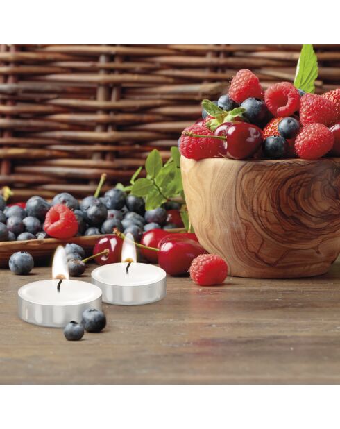 Paquete de 24 candelitas perfumadas Frutos rojos, tiempo de combustión de 3 horas, 240 g