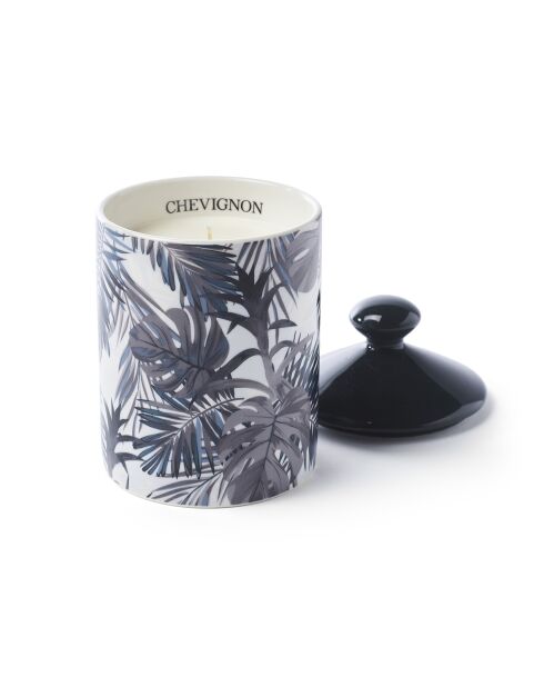 Bougie parfumée en pot de porcelaine Jungle - Bleu - Figue - 315 g
