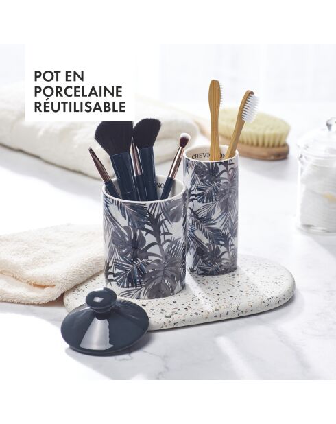 Bougie parfumée en pot de porcelaine Jungle - Bleu - Figue - 315 g