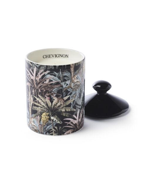 Bougie parfumée en pot de porcelaine Jungle Monkey - Noir - Jasmin & Ylang-Ylang - 315 g