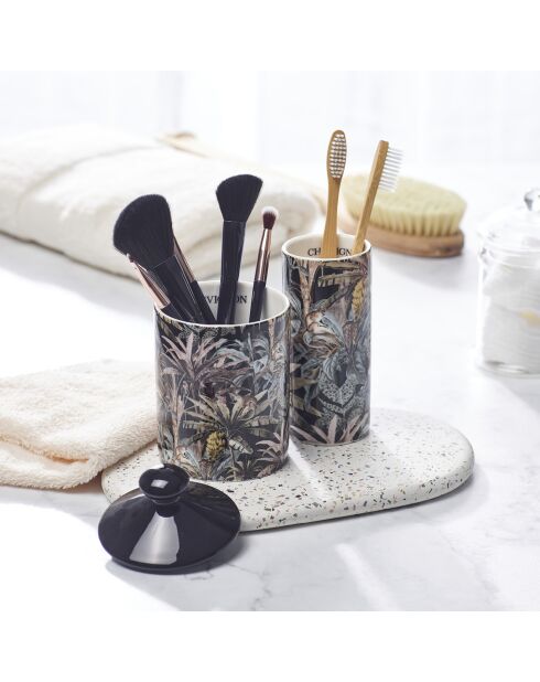 Bougie parfumée en pot de porcelaine Jungle Monkey - Noir - Jasmin & Ylang-Ylang - 315 g