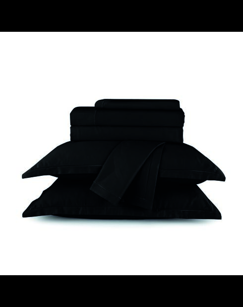 Parure drap plat + drap-housse + taies rectangles en satin de coton - Uni 1 baratta Gris 03
