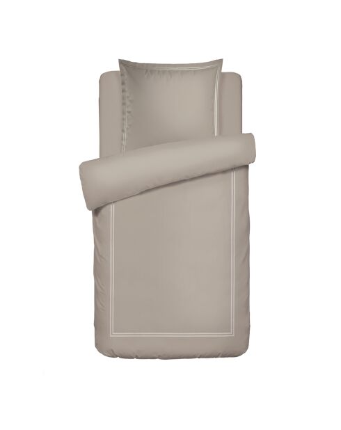 Parure housse de couette en satin de coton Bastia Taupe / Taupe