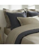 Parure housse de couette en satin de coton Bastia Taupe / Taupe