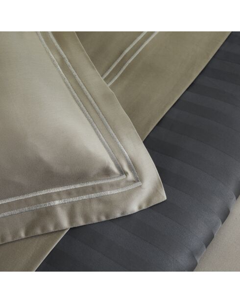 Parure housse de couette en satin de coton Bastia Taupe / Taupe