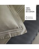 Parure housse de couette en satin de coton Bastia Taupe / Taupe