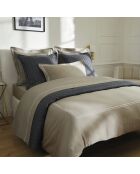Parure housse de couette en satin de coton Bastia Blanc / Taupe