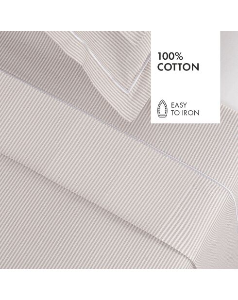 Drap plat en percal de coton Lyon Taupe