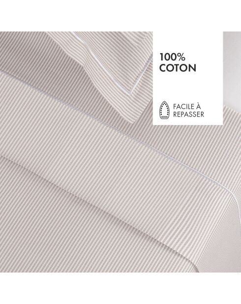 Drap plat en percal de coton Lyon Taupe
