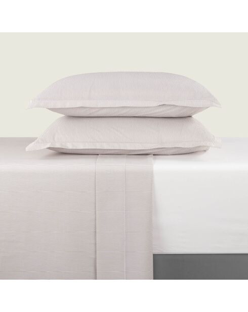Drap plat en percal de coton Lyon Taupe