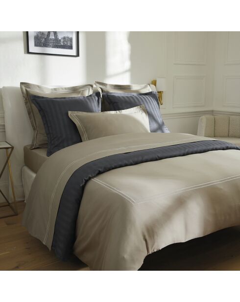 Drap plat en satin de coton Bastia Taupe / Taupe