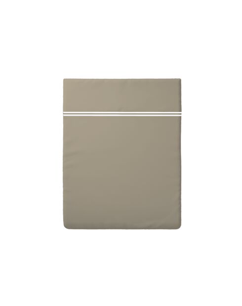 Drap plat en satin de coton Bastia Blanc/Taupe