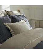 Drap plat en satin de coton Bastia Blanc/Taupe