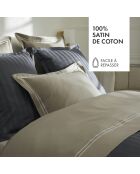 Drap plat en satin de coton Bastia Blanc/Taupe