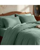 Parure housse de couette en gaze de coton - Uni verts 12