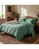 Parure housse de couette en gaze de coton - Uni verts 12