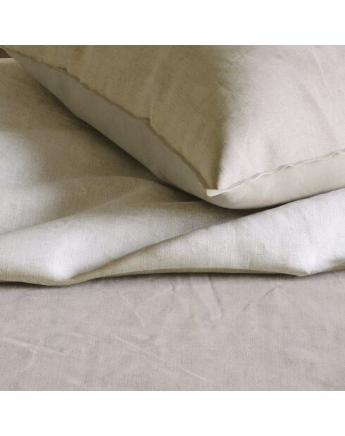 2 Taies d'oreiller en coton lavé Uni Taupe - 63x63 cm