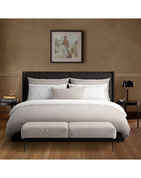 Parure housse de couette en satin de coton Canards Taupe