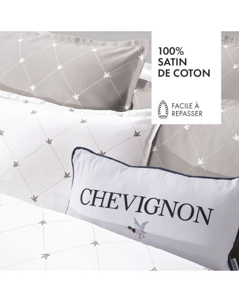 Parure housse de couette en satin de coton Canards Taupe