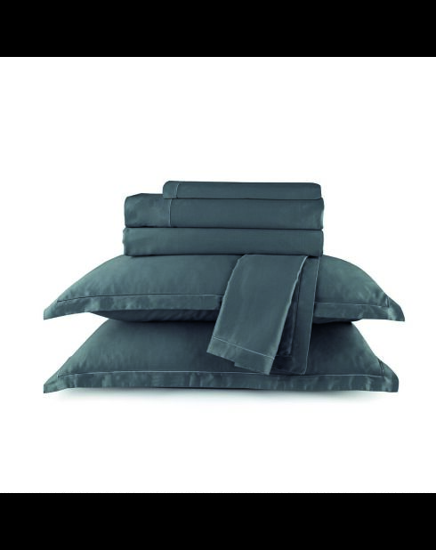 Parure maxi drap plat + drap-housse + taies rectangles en satin de coton - Uni 1 baratta Gris 02