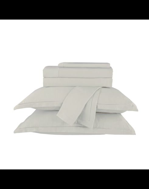 Parure maxi drap plat + drap-housse + taies carrées en satin de coton - Uni 1 baratta Taupe 05