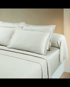 Parure maxi drap plat + drap-housse + taies carrées en satin de coton - Uni 1 baratta Taupe 05