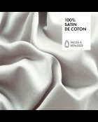 Parure maxi drap plat + drap-housse + taies carrées en satin de coton - Uni 1 baratta Taupe 05