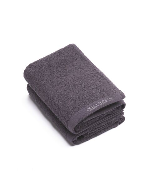 Lot de 2 serviettes à main en coton peigné LT Lagon Gris foncé - 2x(50x100 cm)
