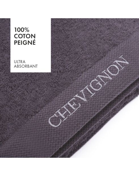 Lot de 2 serviettes à main en coton peigné LT Lagon Gris foncé - 2x(50x100 cm)