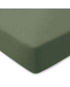 Drap-housse en coton lavé Uni Vert foncé