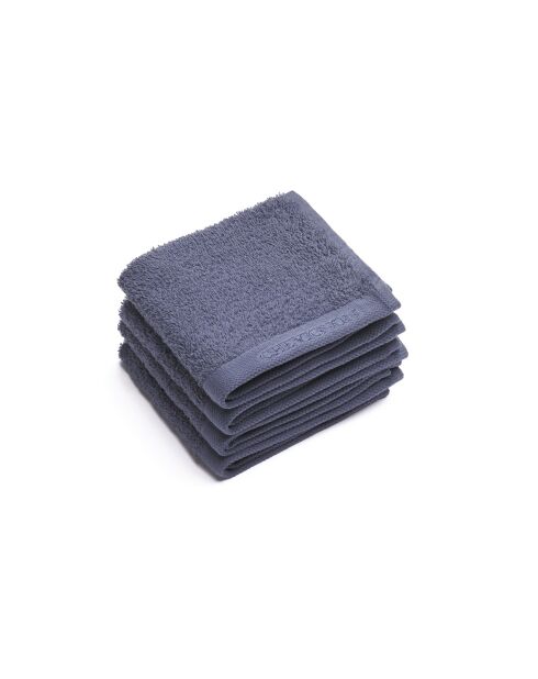 Lot de 4 serviettes d'invités bleu-gris - 4x30x30 cm