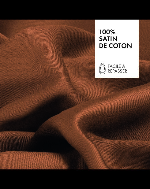 Drap plat en satin de coton - Uni 1 baratta Marron 01