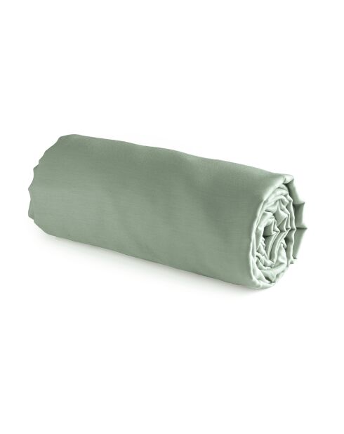 Drap-housse en coton lavé Uni Vert clair