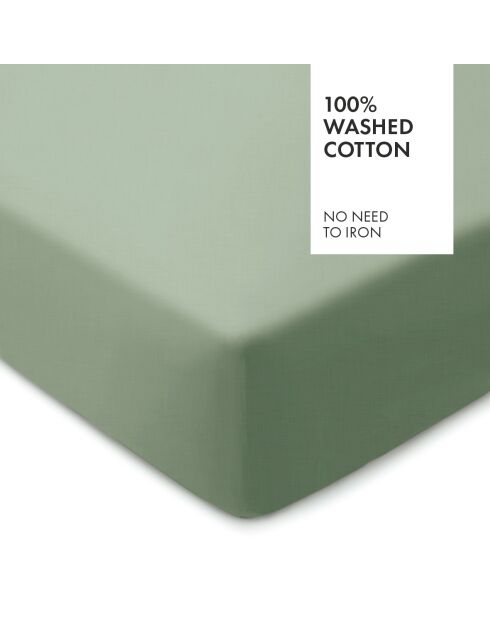 Drap-housse en coton lavé Uni Vert clair