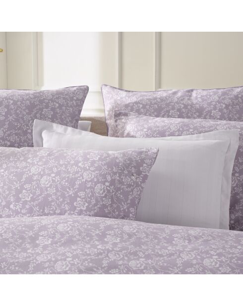 2 Taies d'oreiller en satin de coton Fleurs Lavande - 63x63 cm