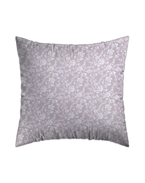 2 Taies d'oreiller en satin de coton Fleurs Lavande - 63x63 cm
