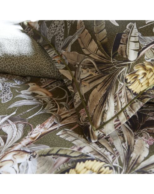 Parure housse de couette en satin de coton vert sauvage