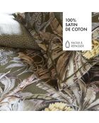 Parure housse de couette en satin de coton vert sauvage