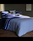 Parure housse de couette en satin de coton bleu Horizon