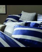 Parure housse de couette en satin de coton bleu Horizon