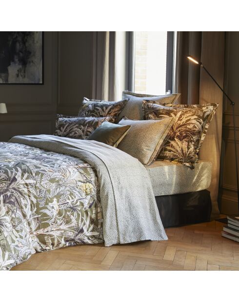 Drap-housse en satin de coton vert léopard