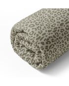 Drap-housse en satin de coton vert léopard