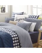 Taie d'oreiller en coton Vichy bleu foncé - 70x90 cm