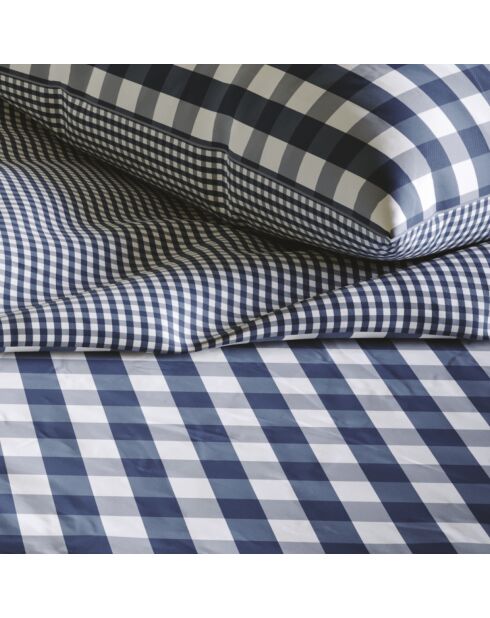 Taie d'oreiller en coton Vichy bleu foncé - 70x90 cm
