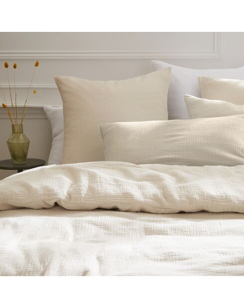 Parure housse de couette en gaze de coton Uni Taupe 07